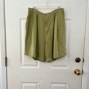 Flax High Waist Women Shorts - Olive Green
